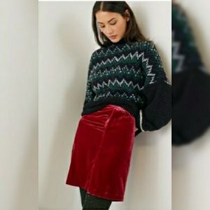 NWT Anthropologie Ruched Velvet Mini Skirt Size 8